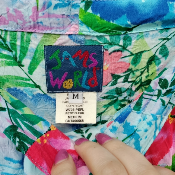 Rare Vintage Jams World Floral Shirt and Pant Set Pajamas Vacation Tropical - Picture 9 of 12
